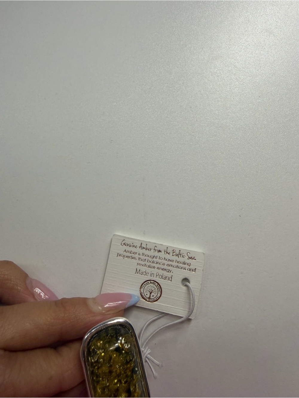 Polaroid Sterling Silver Green Amber Oval Statement Ring - Picture 7 of 7